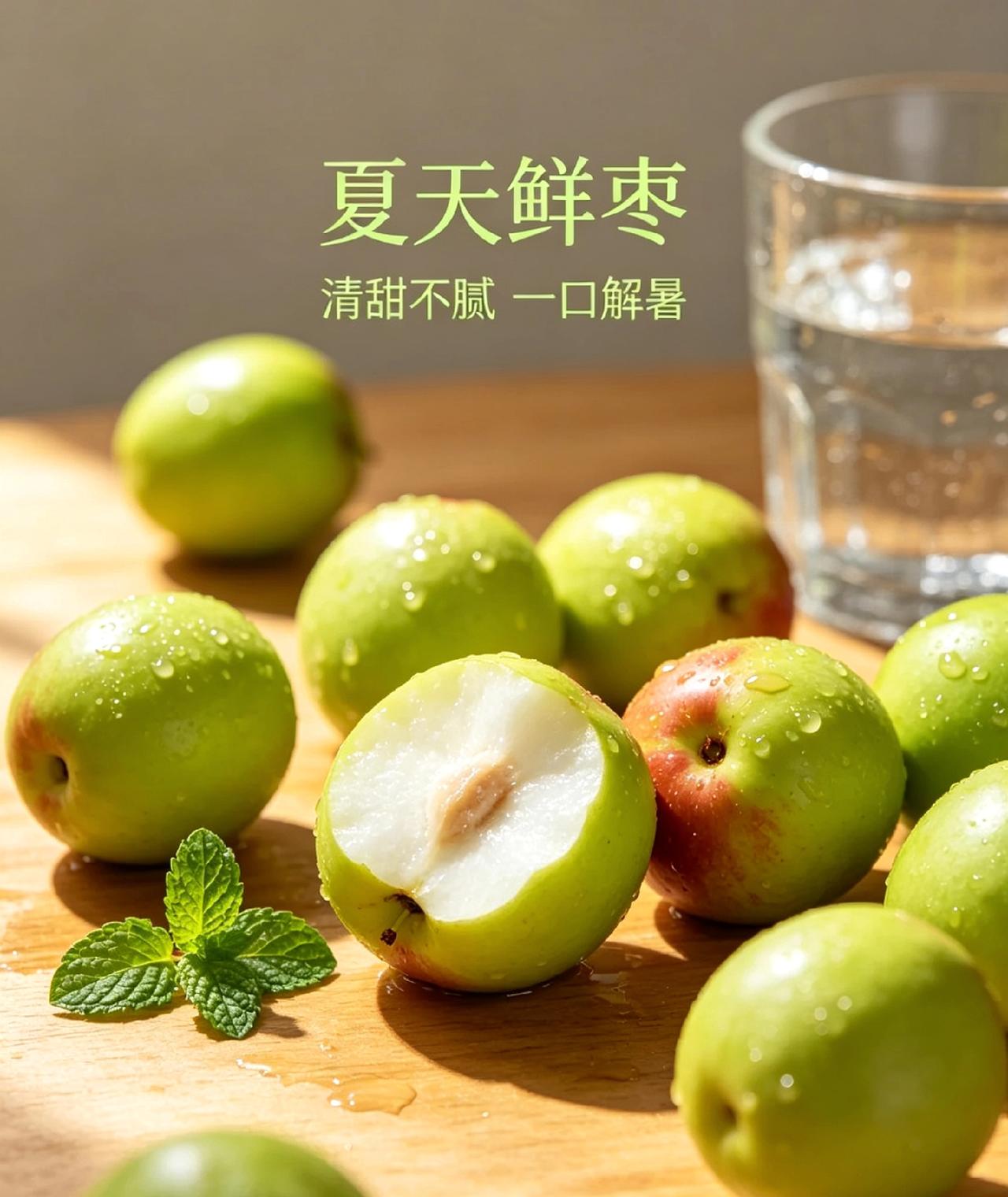 夏日鲜枣，清甜补水维C鲜果
 
初夏上新的鲜枣脆嫩多汁，果肉紧实，清甜爽口，没有