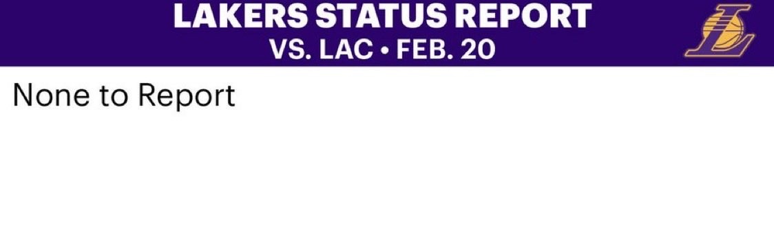 湖人的伤病报告，空无一人，全员湖人