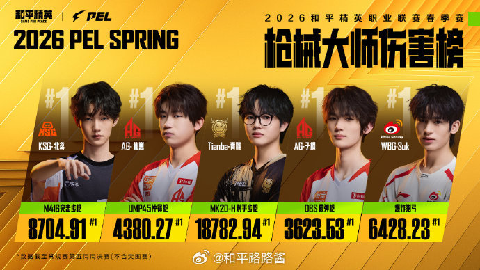 【2026 PEL春季赛】枪械大师伤害榜  2026PEL春季赛 2026 PE