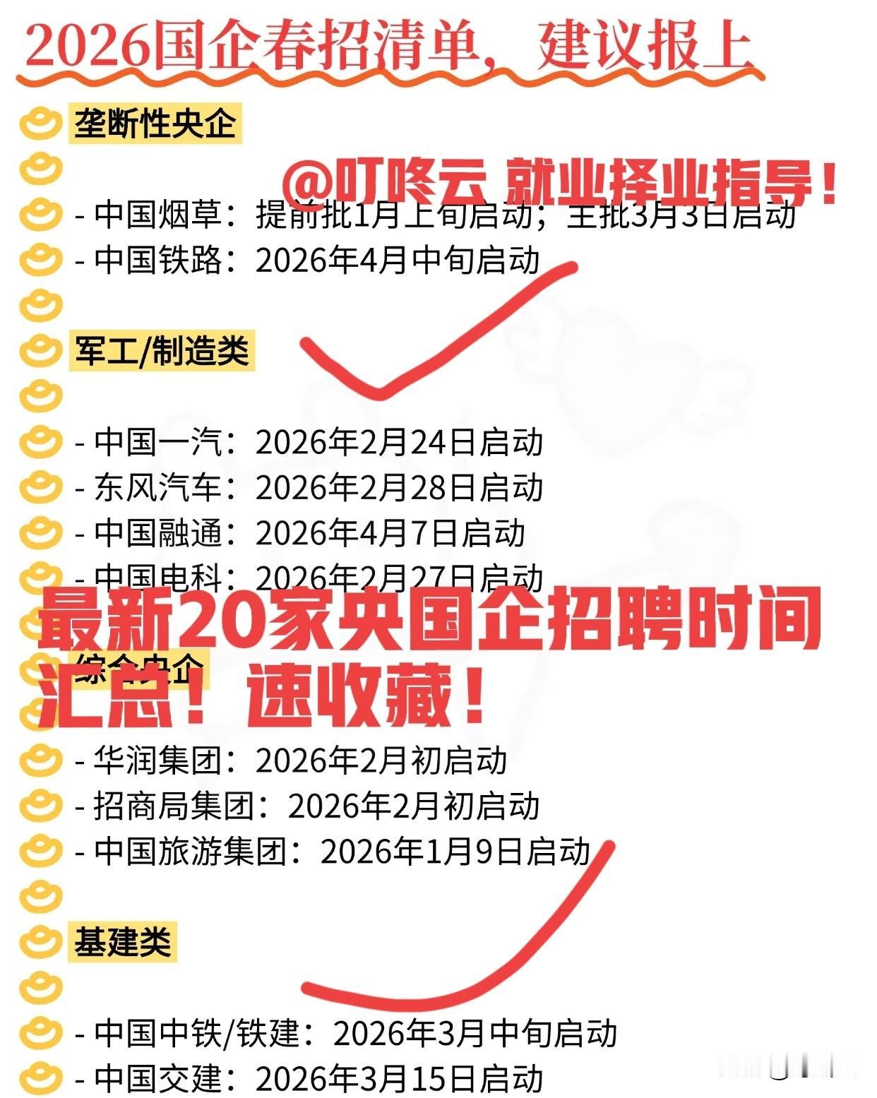 招聘汇总！最新20家央国企招聘时间汇总合集！非常多的招聘岗位，速速收藏！2月份集