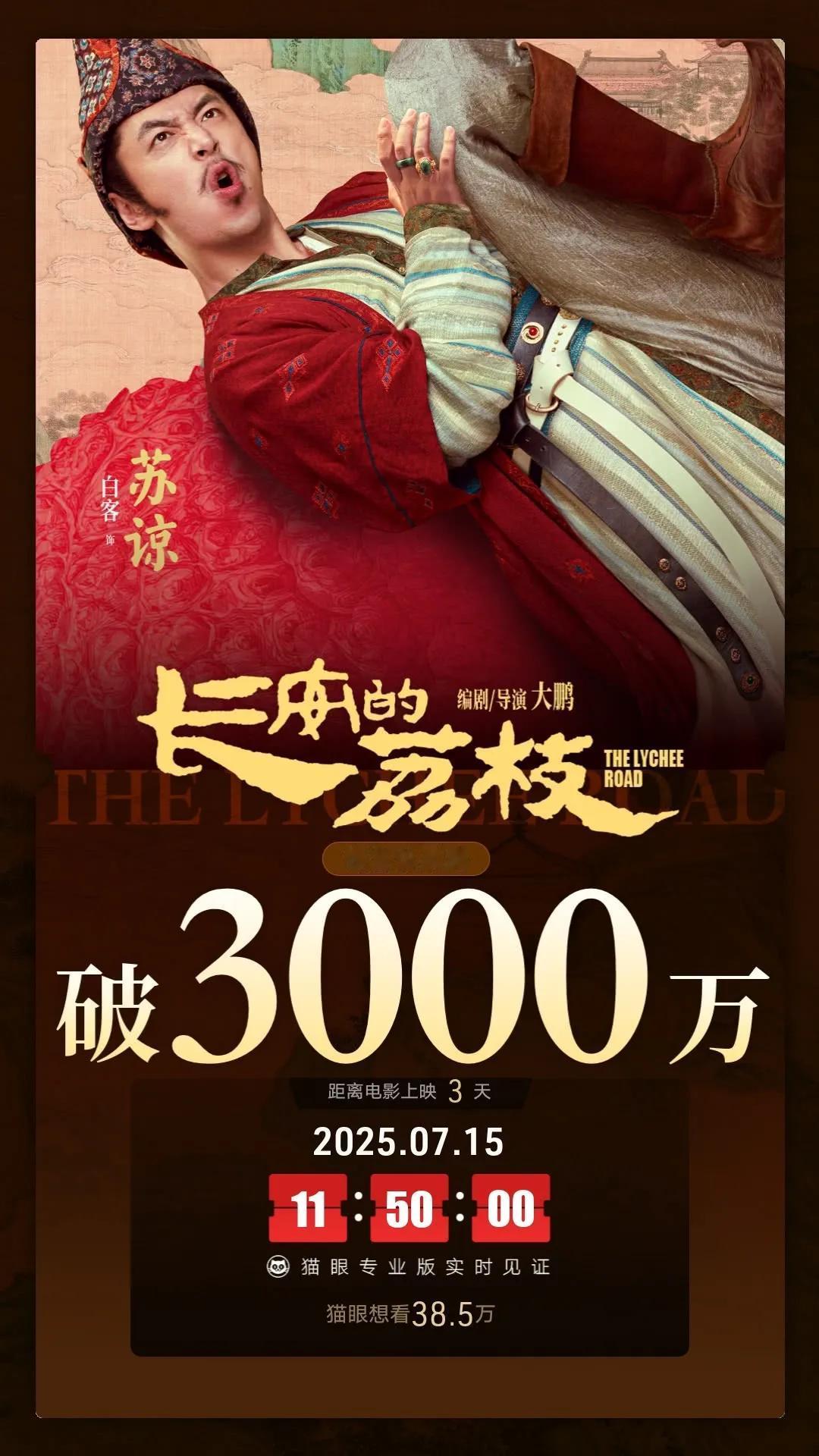 大鹏自导自演的长安的荔枝预售票房突破3200万，有望冲刺票房5亿以上！

今天1