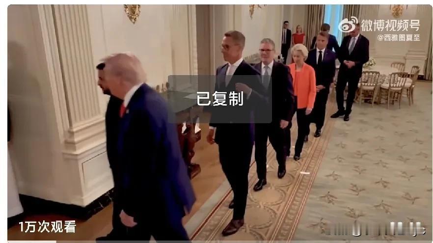 Trump和Zelensky的媒体见面会之后，一起去见来访的七位欧洲领导人（英法