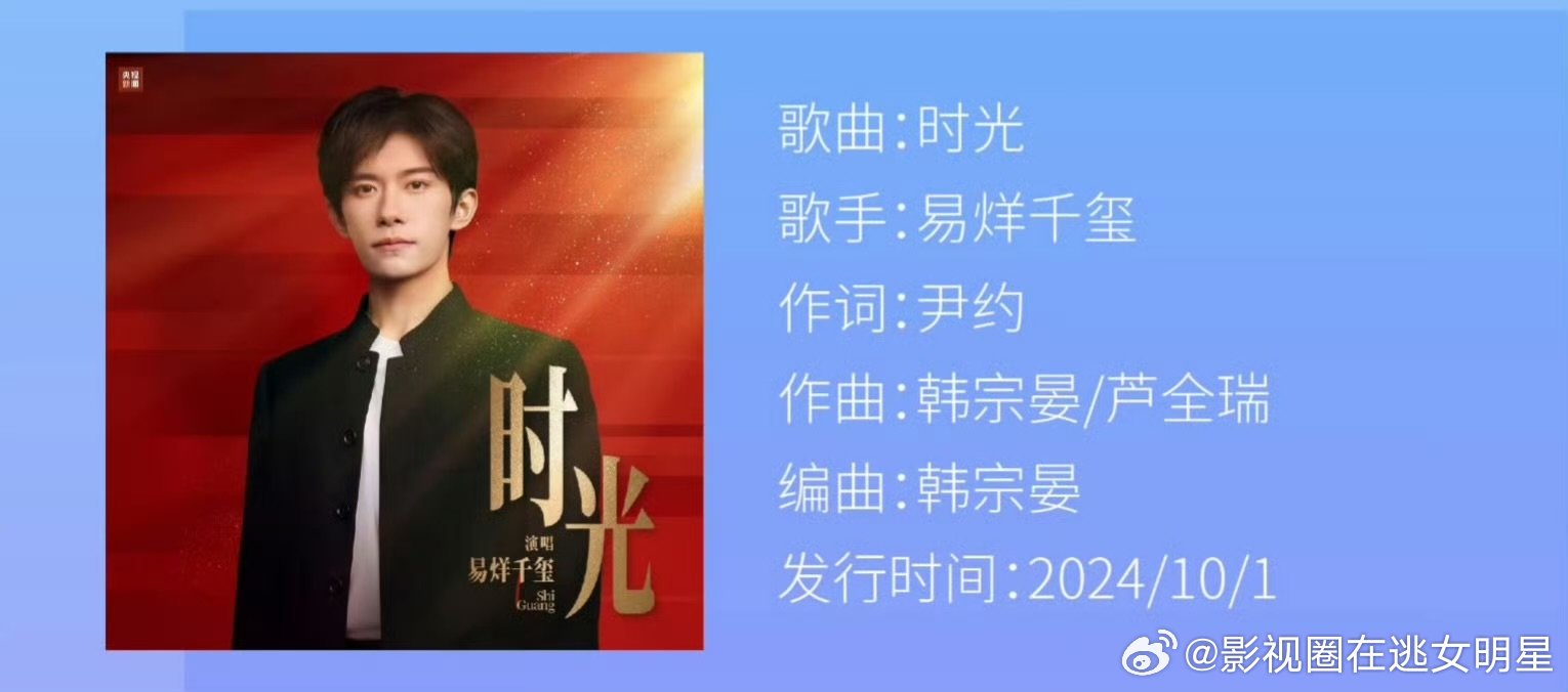 易烊千玺时光入围年度公益歌曲易烊千玺《时光》入围啦！用音乐传公益力量，恭喜这份有