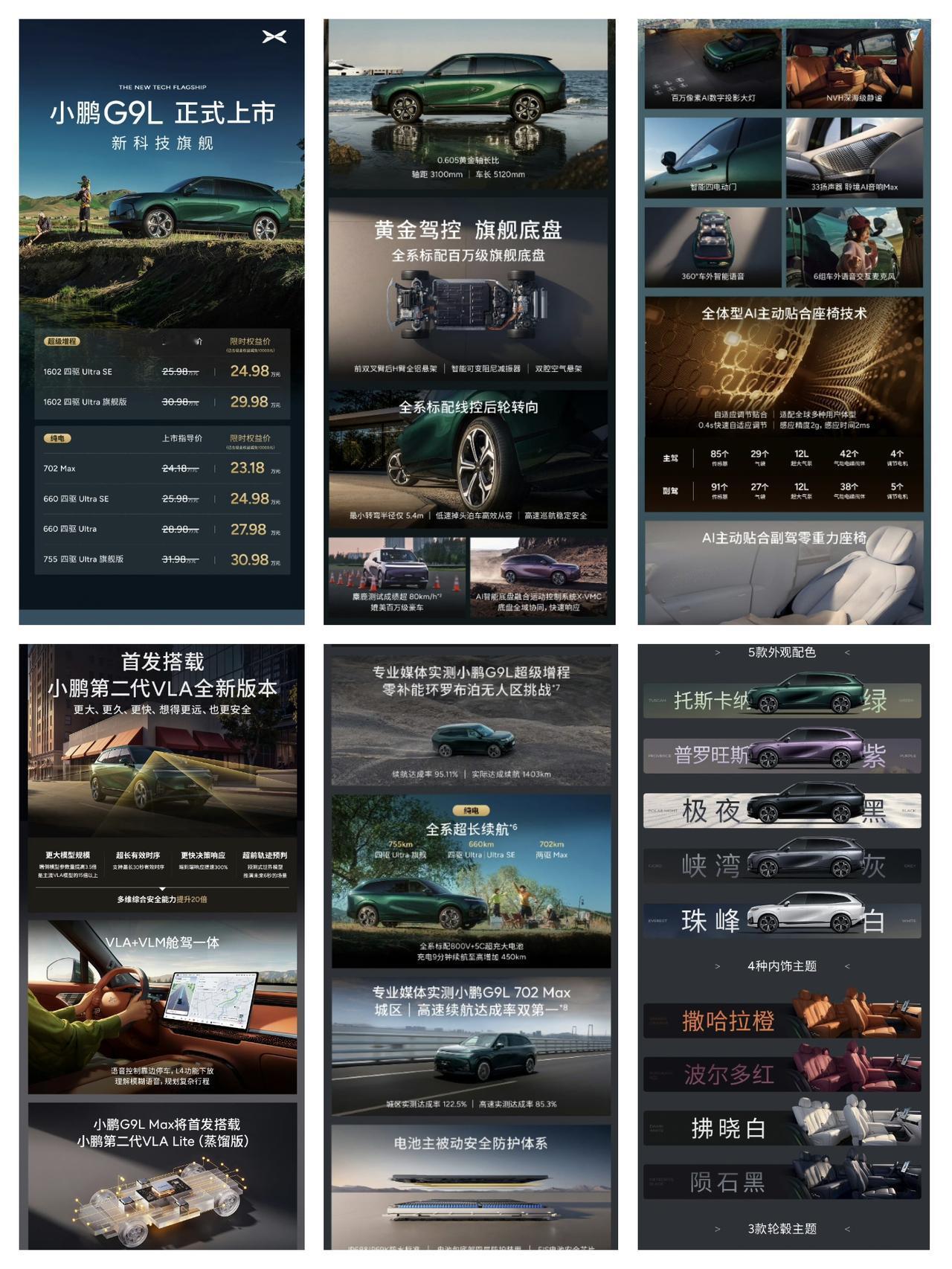 小鹏G9L也上市了，超级增程版售价24.98万元至29.98万元；纯电版售价23