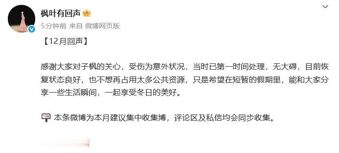 对接回应张子枫受伤状况 对接回应张子枫受伤状况：“受伤为意外状况，当时已第一时间