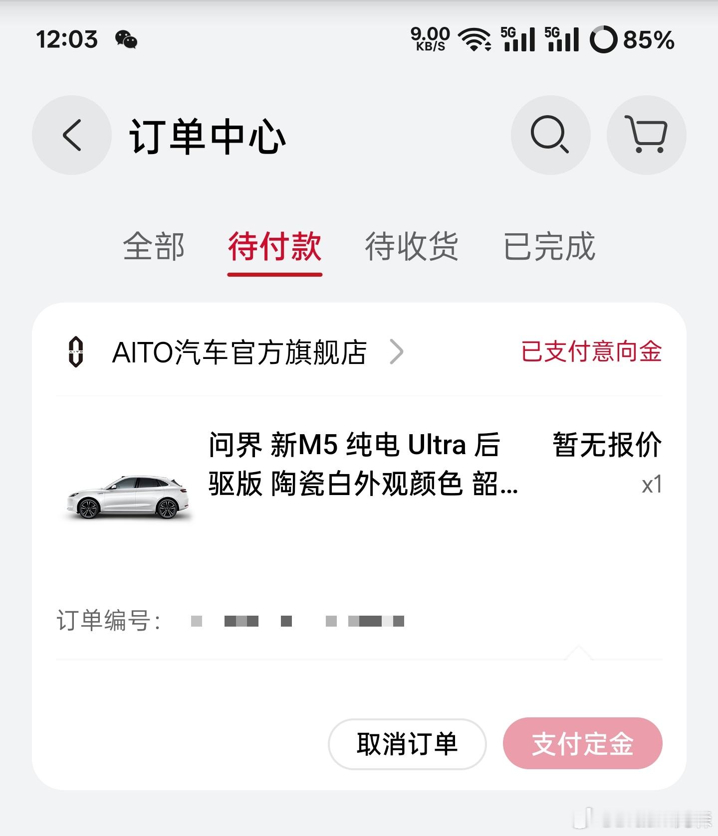 付了个问界新M5 Ultra意向金，第一辆想买个小点的车，顺便体验体验华为智驾。