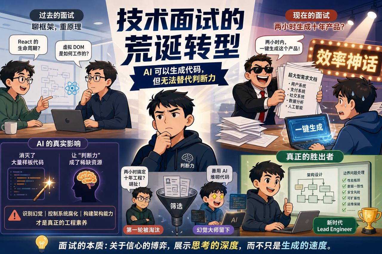 【程序员面试变天：从卷八股到卷“表演”】

现在的技术面试正经历一场荒诞的转型。
