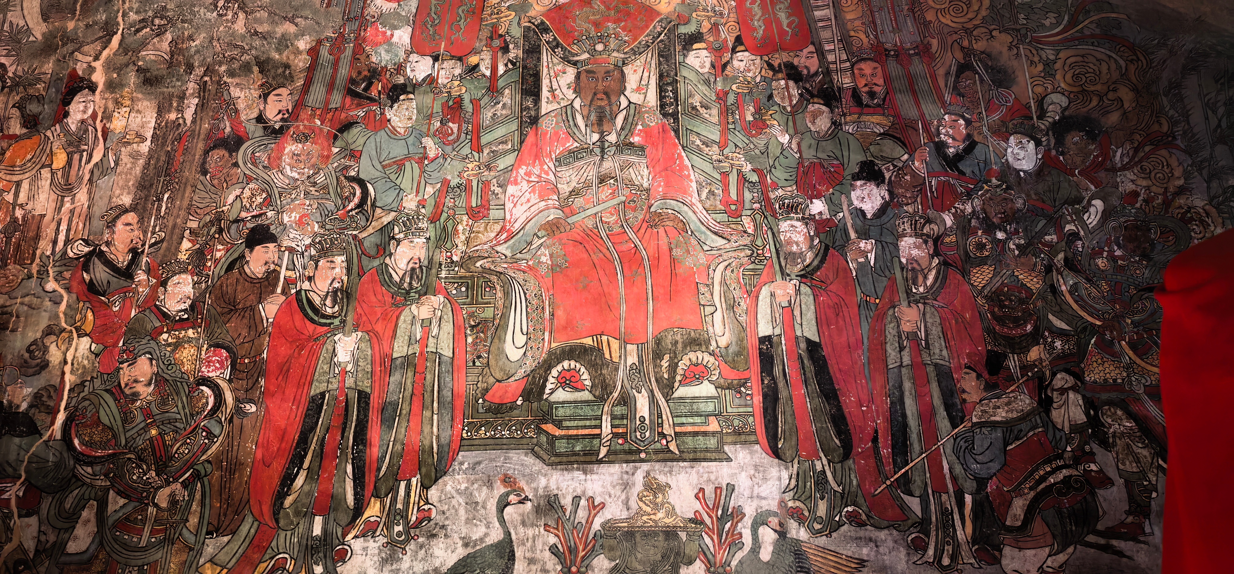 广胜寺水母庙壁画，元代壁画，宋代衣冠，色彩艳丽，栩栩如生。 ​​​