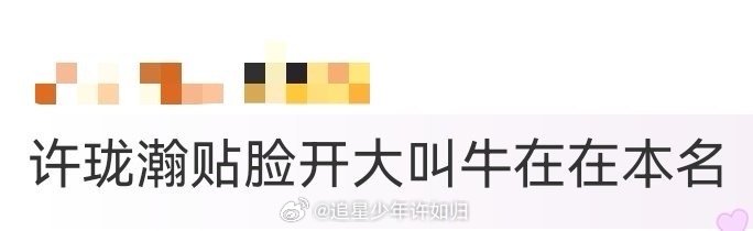 许珑瀚贴脸开大叫牛在在本名 许珑瀚是有点“皮”在身上的！见到牛在在就贴脸开大叫“