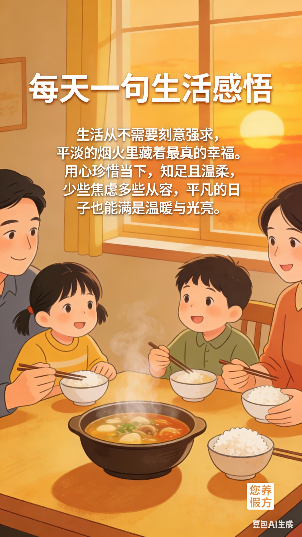 生活从不需要刻意强求，平淡的烟火里藏着最真的幸福。用心珍惜当下，知足且温柔，少些