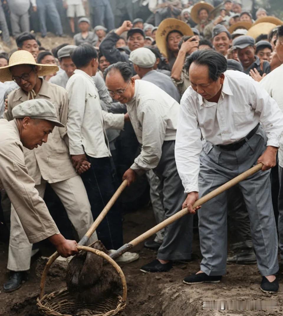 1958年5月25日，毛泽东率中央高级领导到明十三陵参加义务劳动，1964年6月
