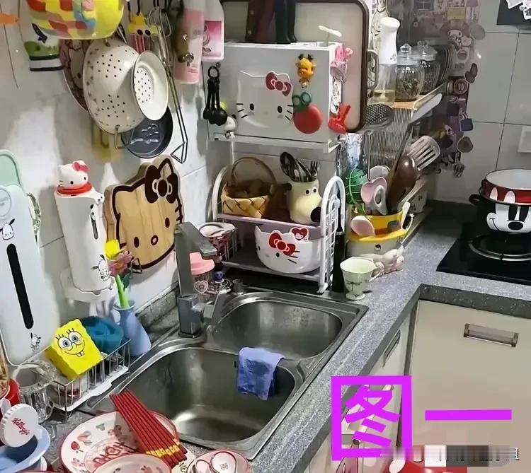 我家老公说，穷人的伙房都如图一，不收拾，没钱收拾，看着地方也小，憋屈；一看图二就