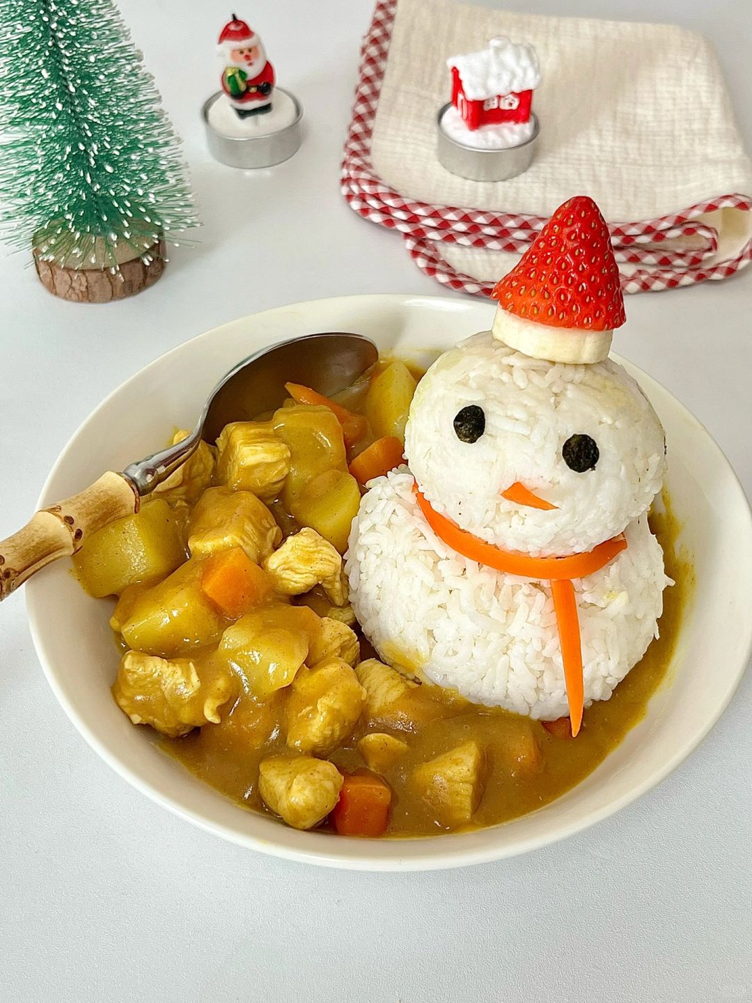 一人食☃️雪人咖喱饭🍛可可爱爱
