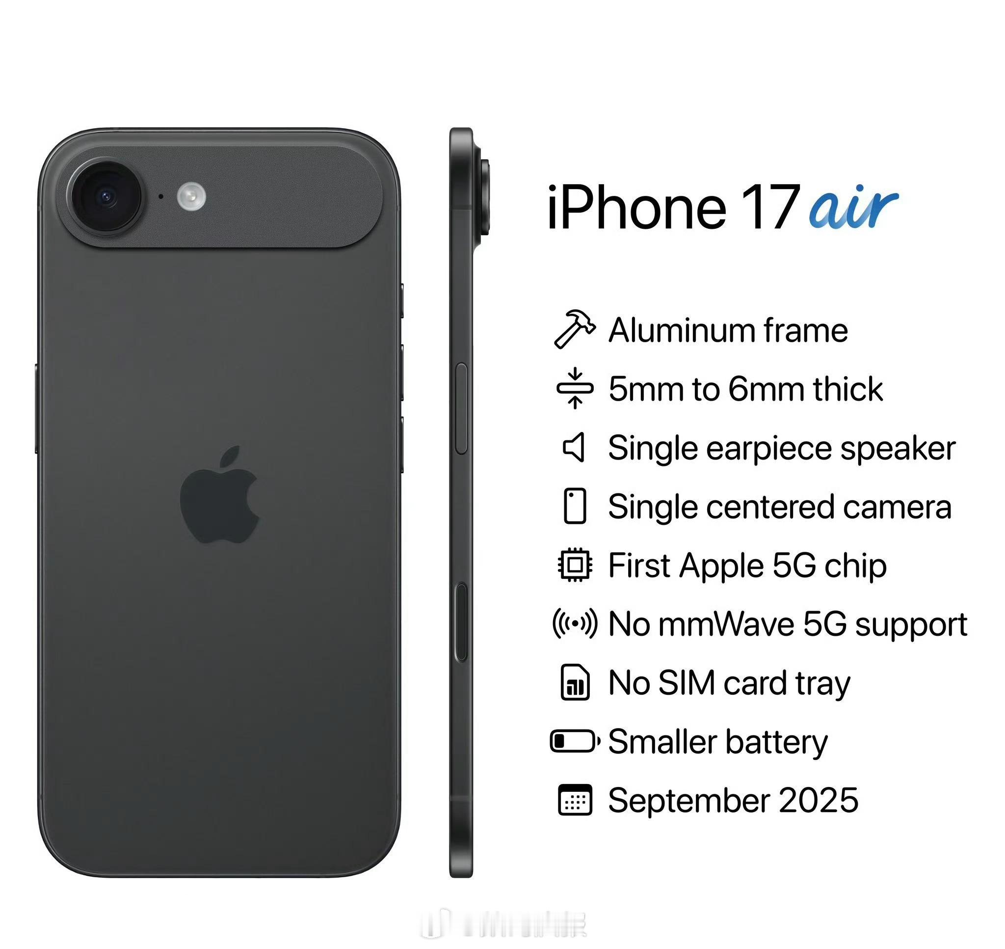 最薄iPhone详细曝料 iPhone 17 Air？iPhone 17 Sli