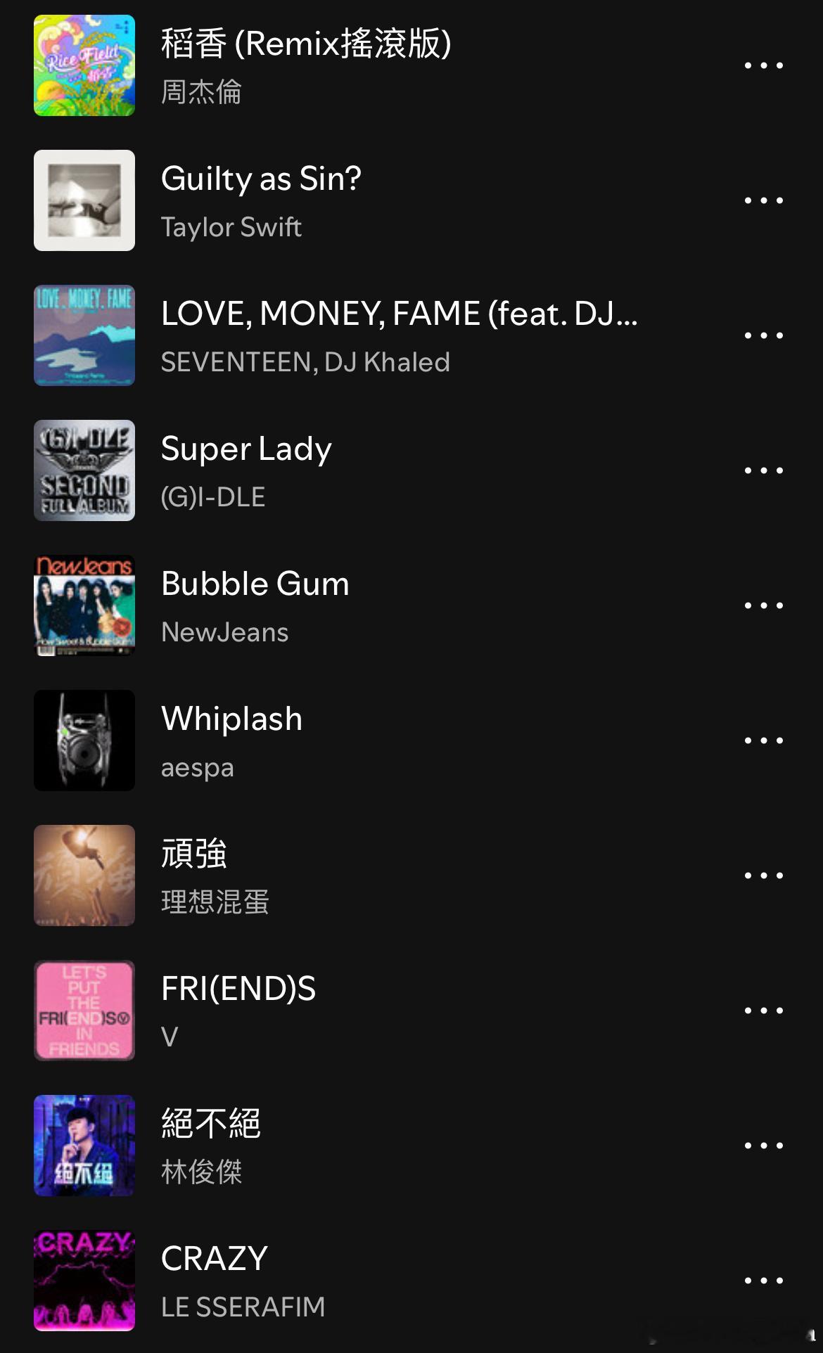 Spotify年度总结  2024年Spotify台湾地区串流最多的艺人榜单TO