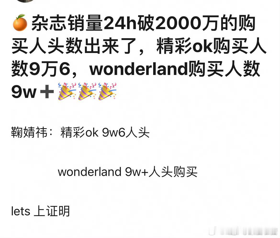都让让内娱第一女顶流来了 鞠婧祎买杂志两本人均人头数9w[傻眼] ​​​