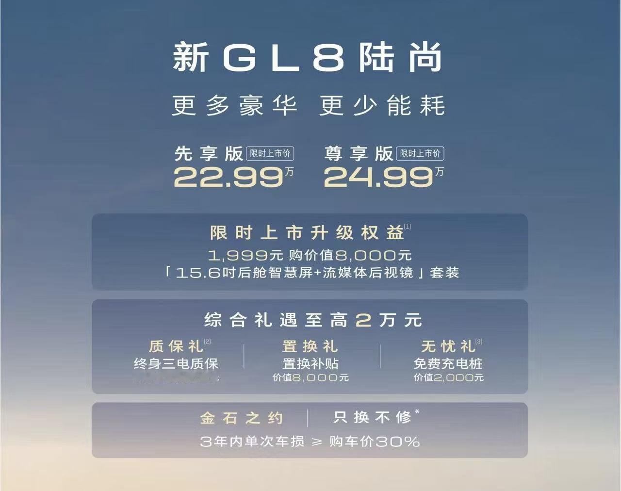 8月13日别克新GL8陆尚正式上市，限时上市价22.99万-24.99万元，大家