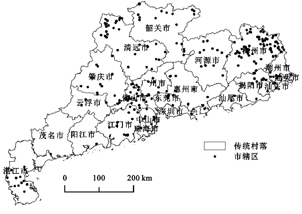 广东省传统村落核密度分布图
