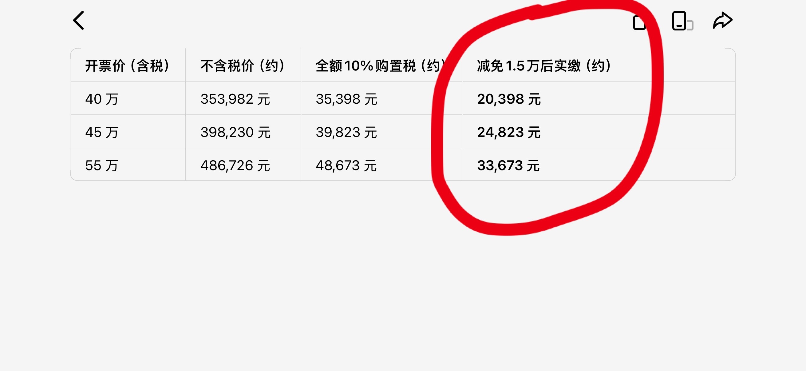 买一辆蔚来ES9 需要缴纳多少购置税呢，假如签名版的价格是 55 万，买断电池的