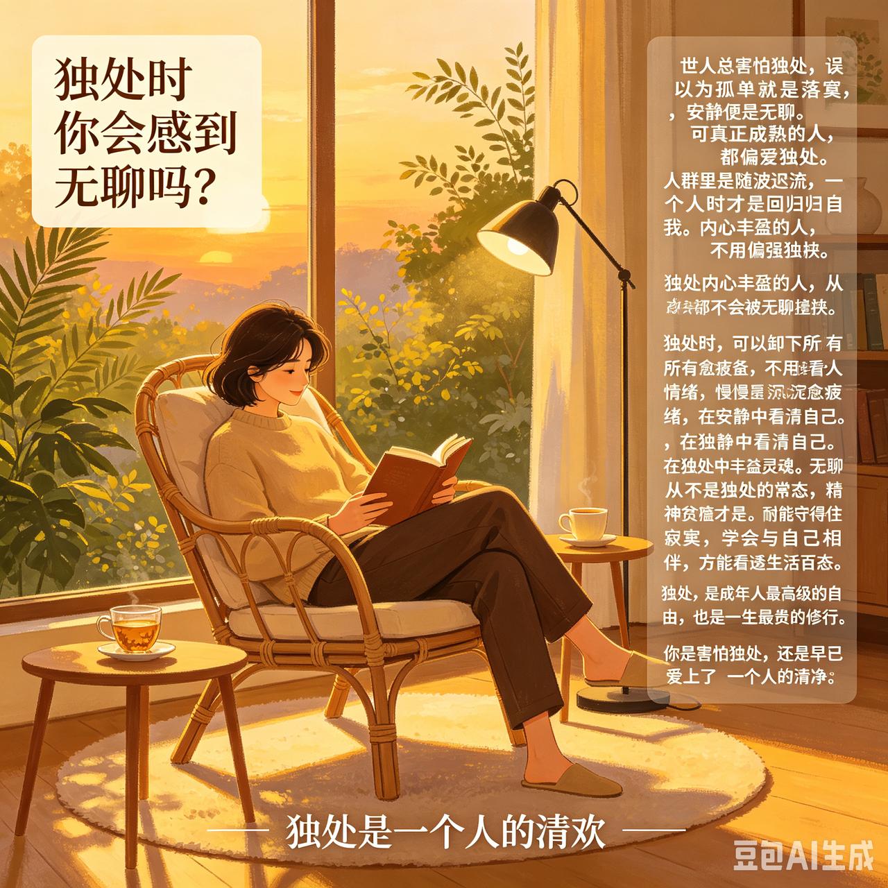 世人总害怕独处，误以为孤单就是落寞，安静便是无聊。
 
可真正成熟的人，都偏爱独