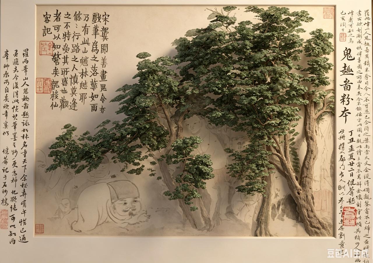金农画了一群鬼，大鬼小鬼，男鬼女鬼，躲在树林里开派对！
只见树林里，鬼影幢幢，它