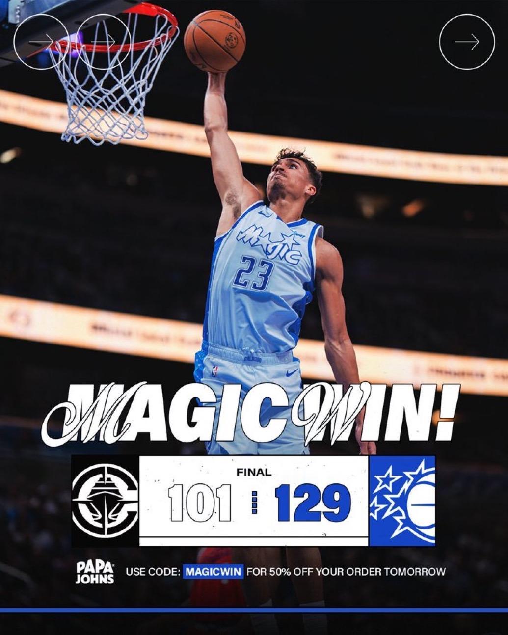 11月21日NBA常规赛战报（4场）：

快船101-129魔术
76人-雄鹿