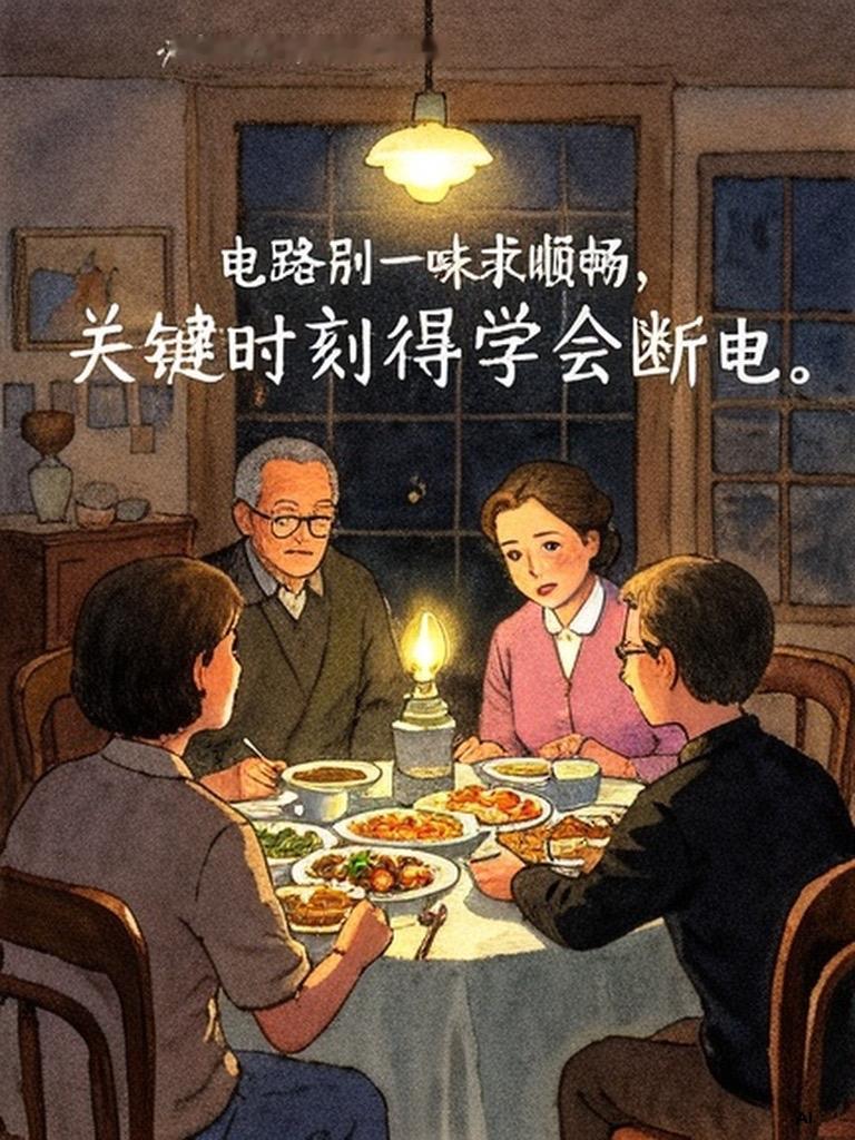 记得婚礼前夜，一家人围坐用餐时，岳母突然意味深长地说：“电路可别光想着一味地顺畅
