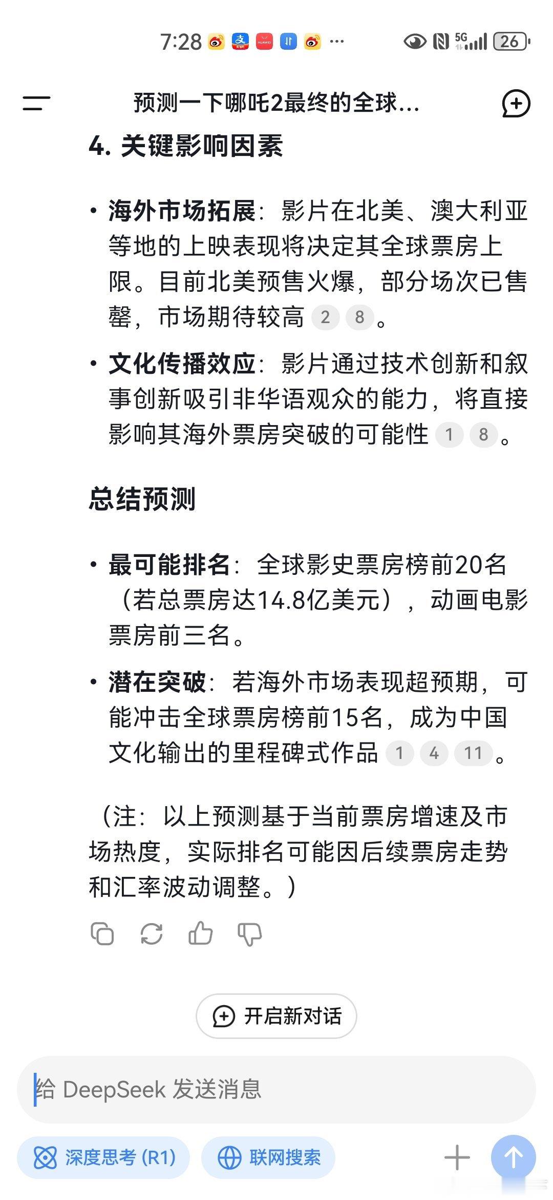 DeepSeek预测哪吒最终全球排名15名！！期待啊，，托儿，加油冲吧！ 