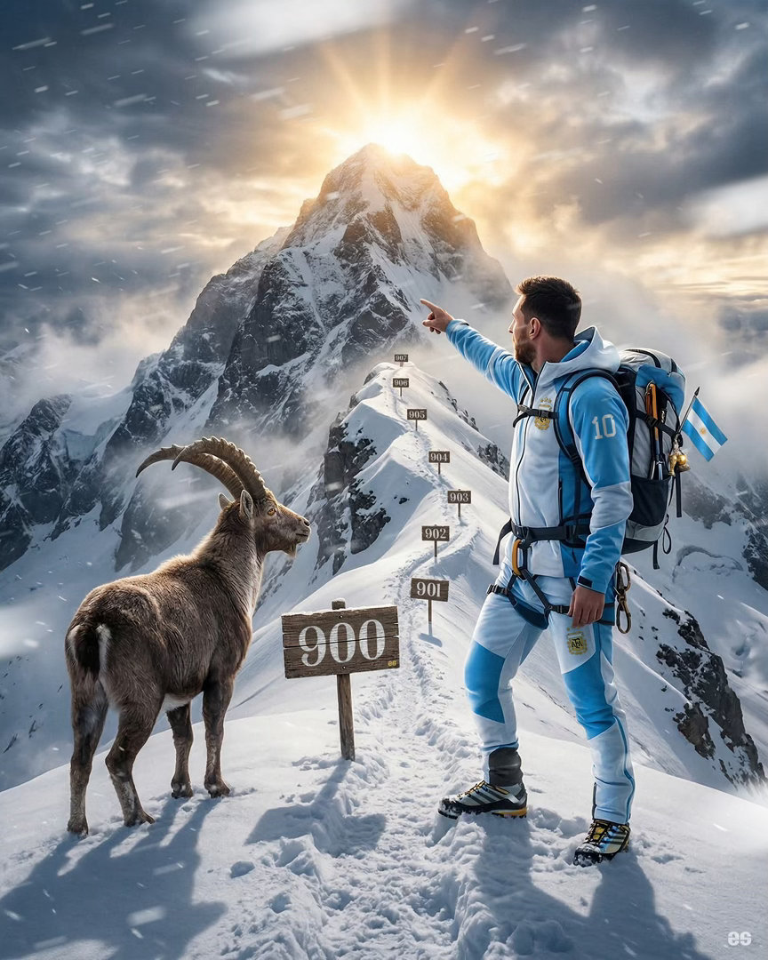 🎨艺术家Emilio Sansolini的创作庆祝梅西打进9️⃣0️⃣0️⃣球