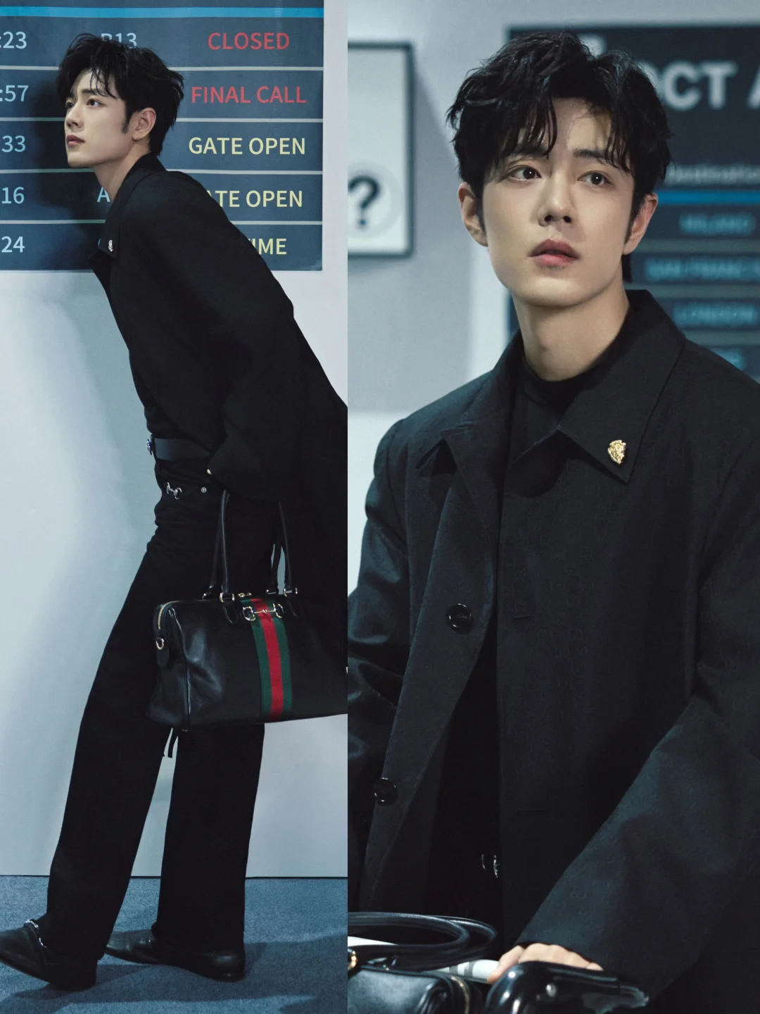 肖战米兰时装周出发机场图！