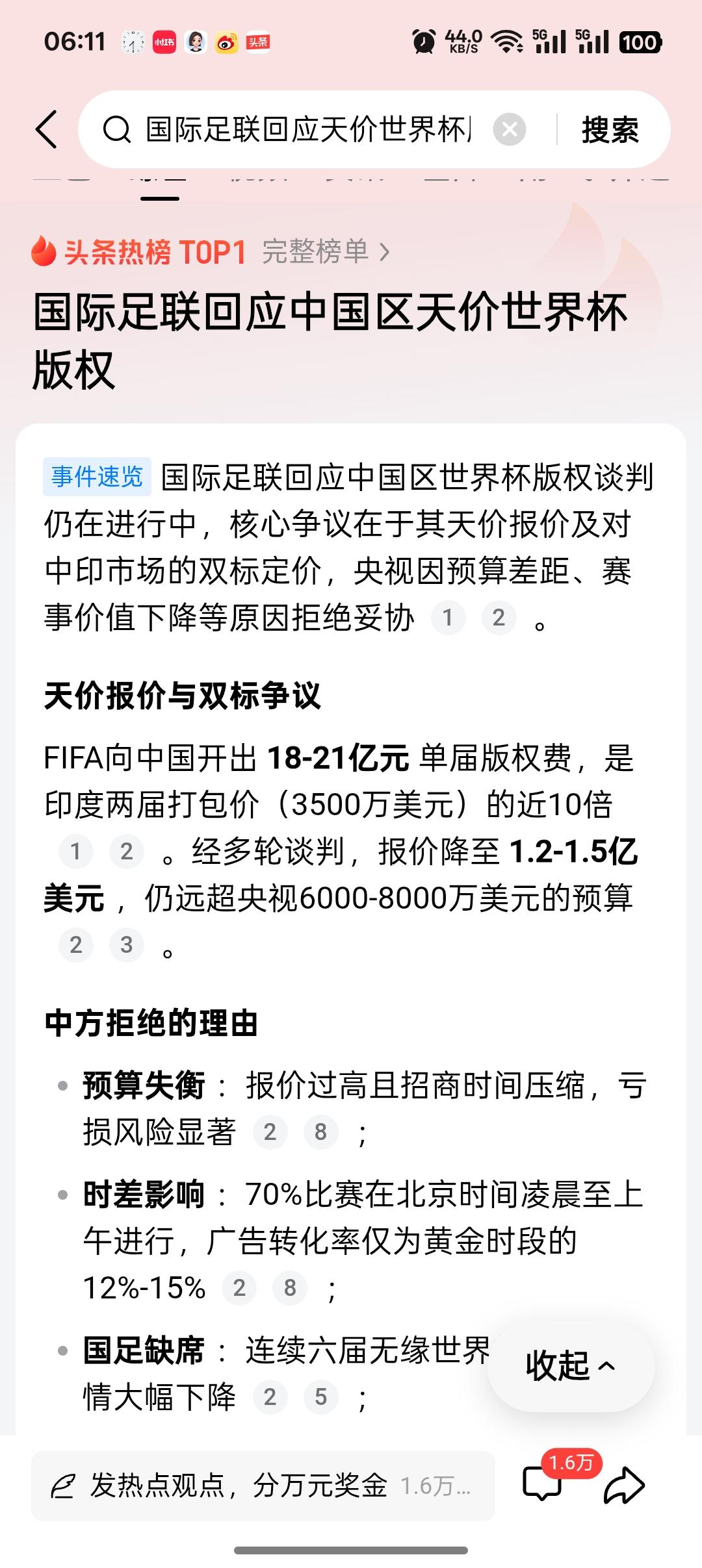 国际足联终于向中国妥协。

国际足联一开始给中国开出的世界杯版权费用2.5亿到三