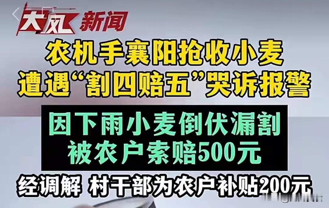 割四赔五事件：不能止步割麦夫妇删视频跑路
 
麦收汛期，湖北襄阳小麦遭遇连续阴雨