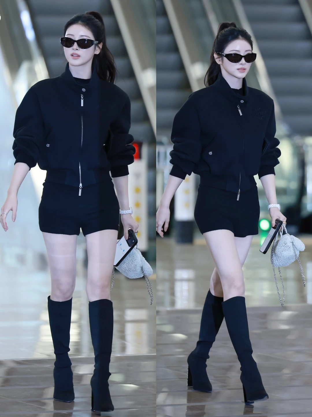 Anna今日出发日本，刘海掀上去了，脸好小