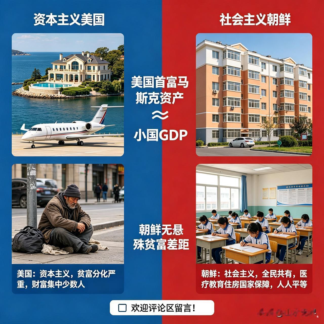 世界上有两个意识形态完全不同的国家，制度差距一目了然，生活光景更是天壤之别！
