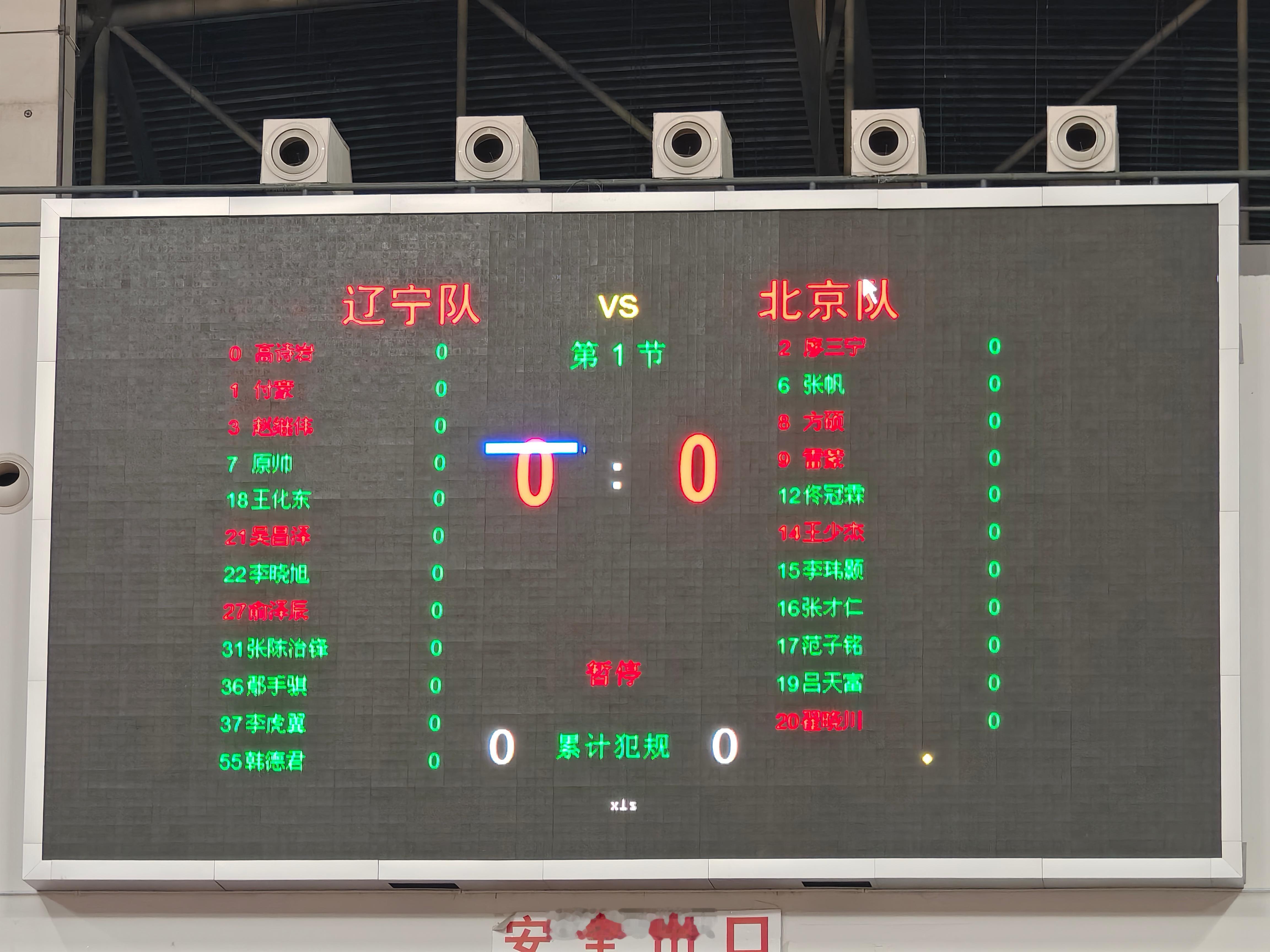 辽宁北京热身赛首发 ​​​