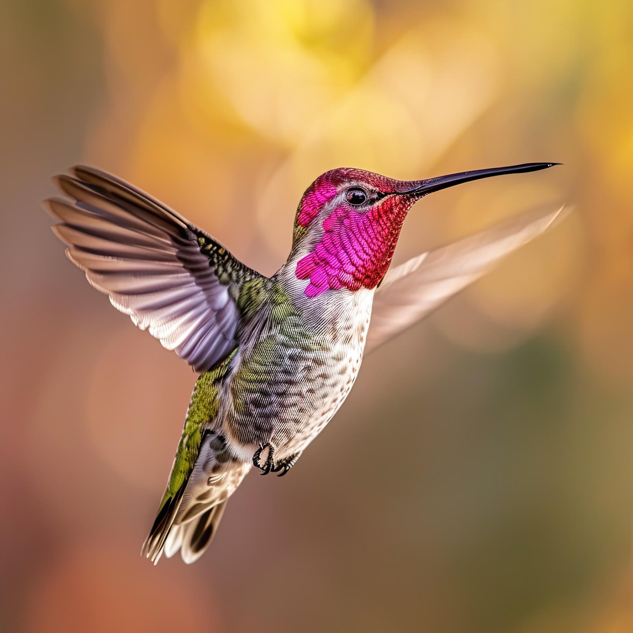 朱红蜂鸟（学名：Calypte anna）体长11厘米，翼展11-12厘米，体重