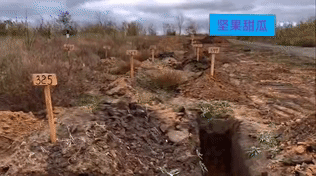 乌克兰某地。数十座崭新的、无名的、带有序列号的坟墓，一个小村镇就这么多，其他地方