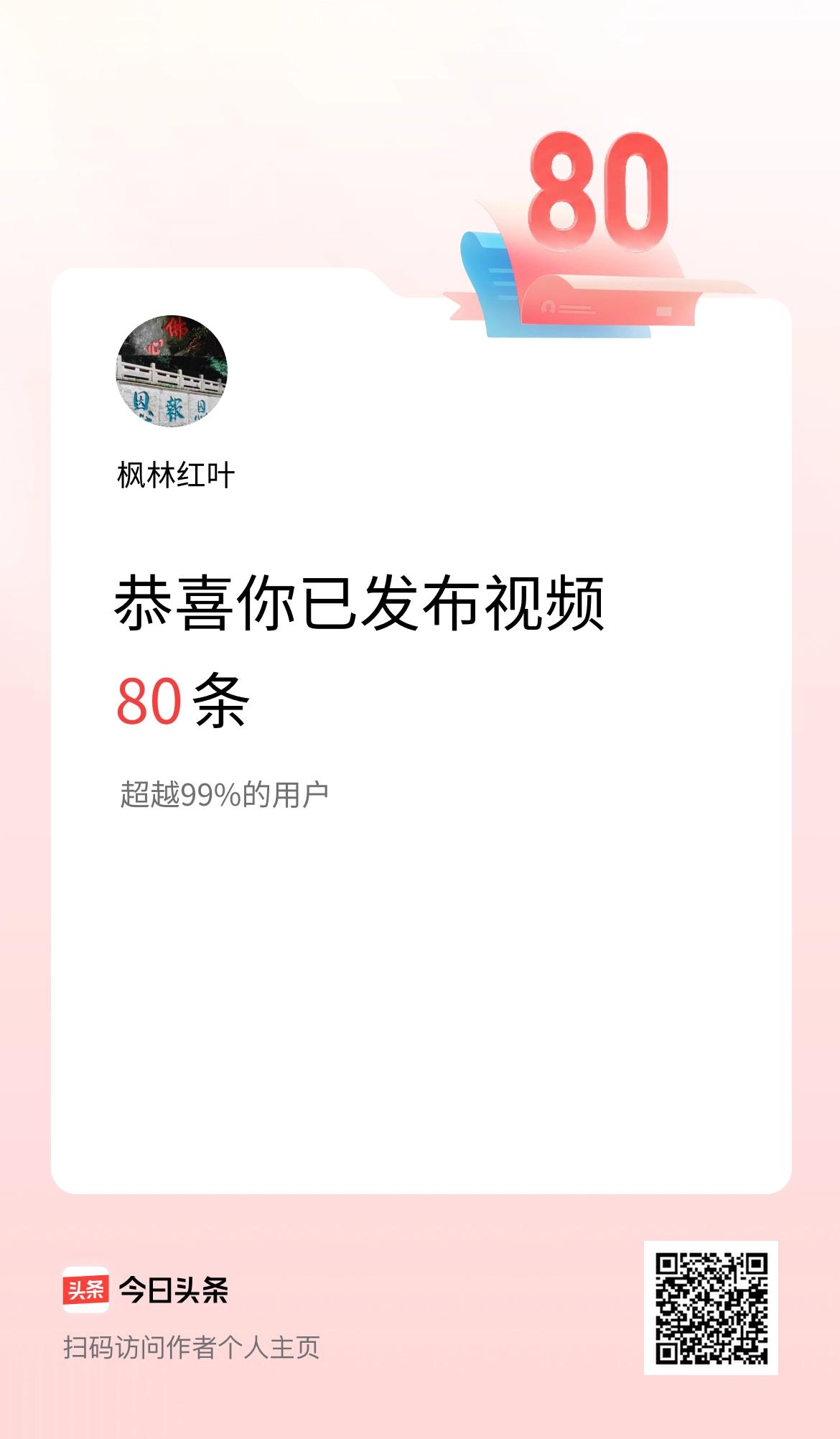 我在头条累计视频投稿80个
