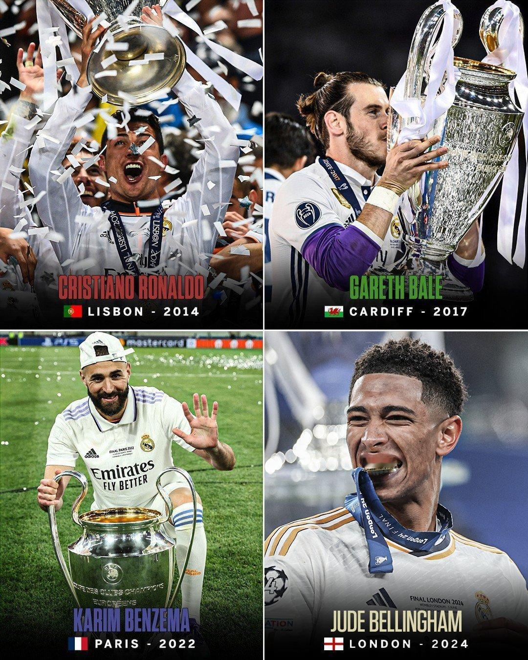 2013/14赛季：C罗在葡萄牙里斯本赢得欧冠冠军。 2016/17赛季：贝尔在
