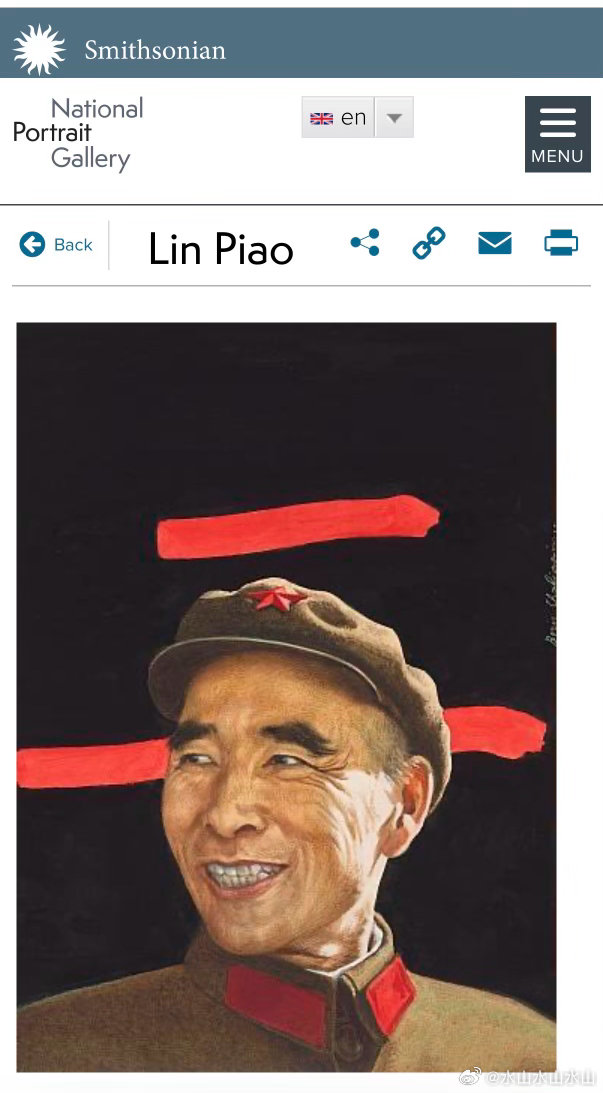 林元帅这张肖像，原件藏于华盛顿国家肖像美术馆。1978年时代杂志将800多幅封面