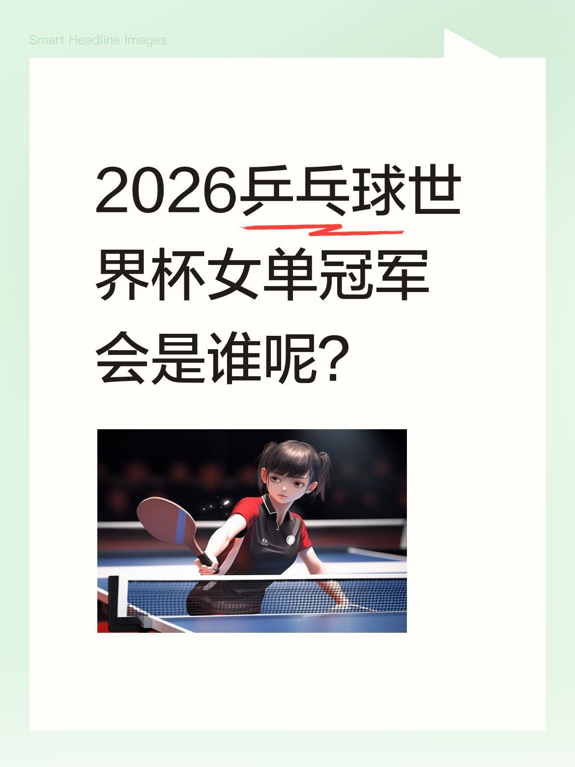 2026乒乓球世界杯女单冠军会是谁呢？
近十年世界杯女单冠军中，刘诗雯3次夺冠，