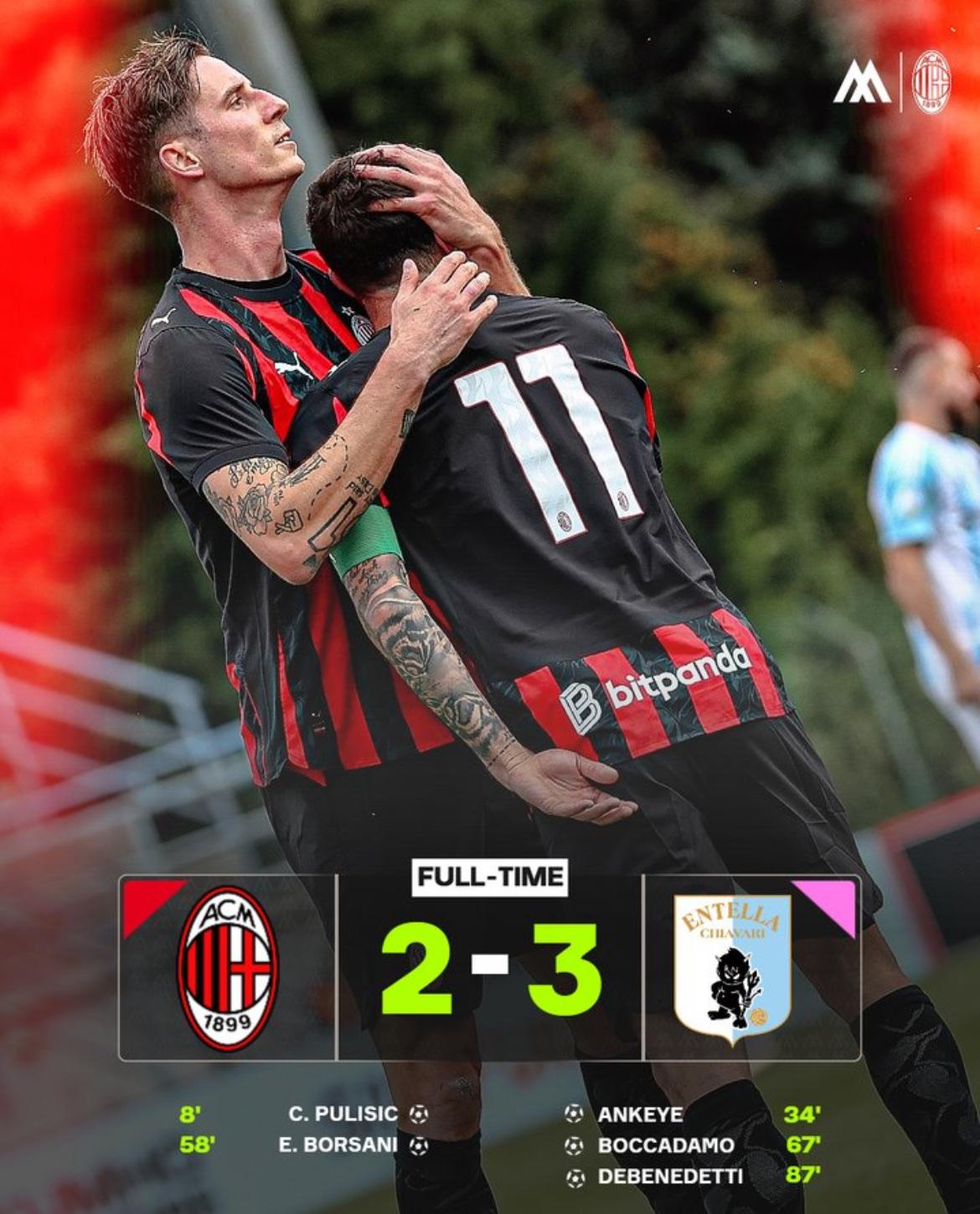 友谊赛也输球！？重要的是比赛时间！
刚刚结束的米兰和意乙球队恩泰拉的友谊赛中，米