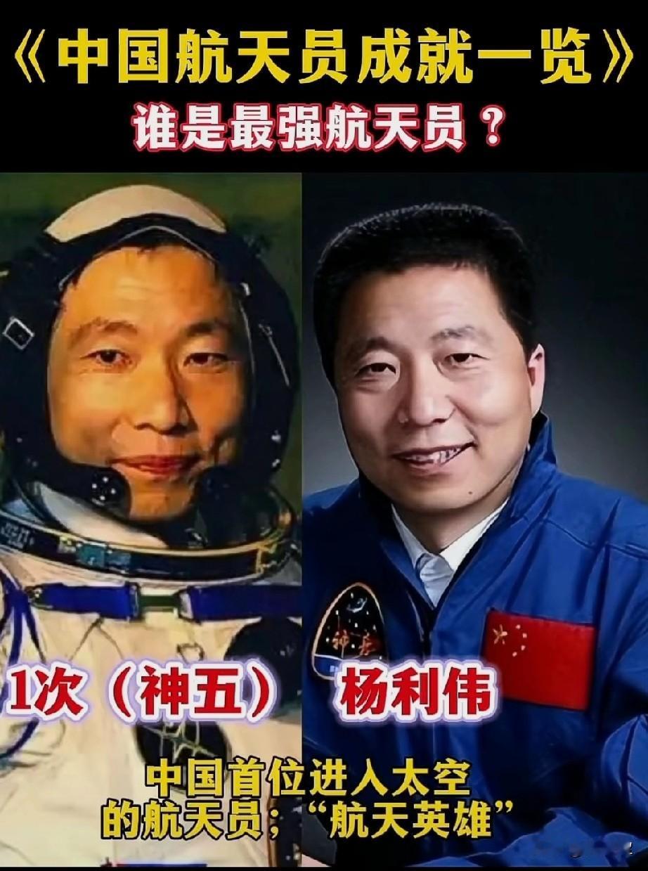 10位《中国航天员成就一览》
你们看看谁才是最强航天员呢？
