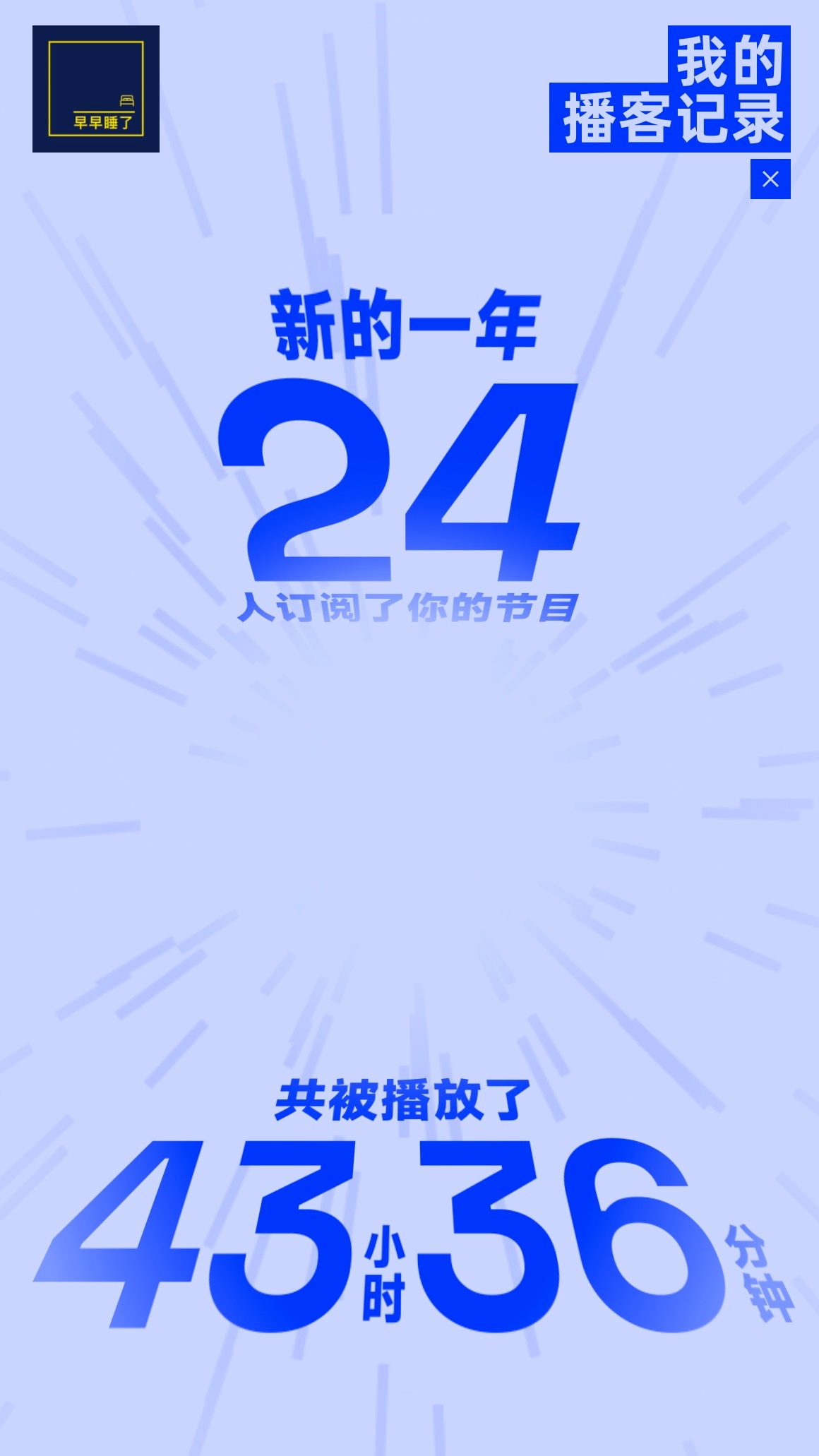 好好好，我两年没更新的播客在2024年新增关注24人，还被播放了43小时…在准备