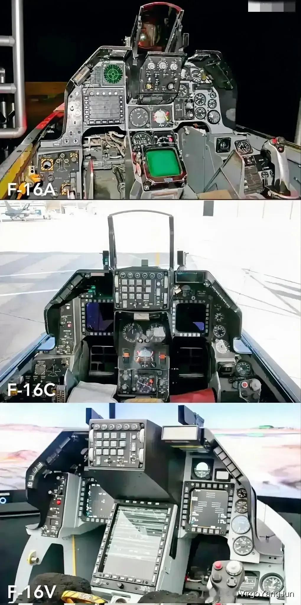 F-16战斗机的座舱，持续改进了50年！真是太执着了！

最新款的的F-16V，