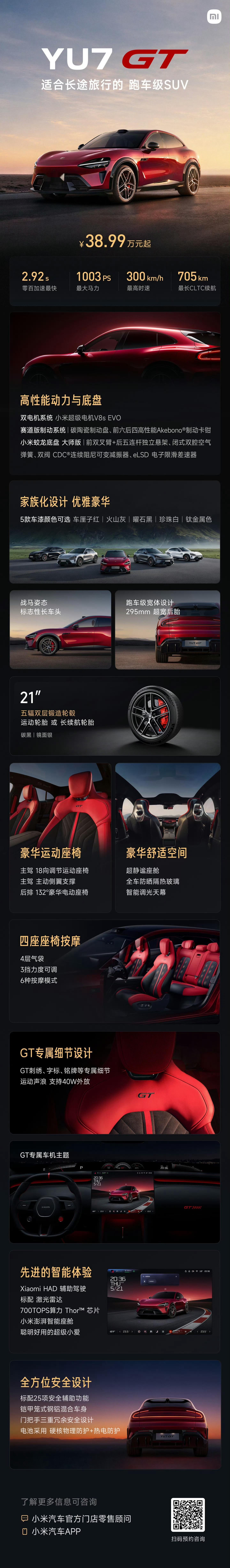小米YU7GT价格这价格确实有点哇塞，比我预测的四十来万便宜了不少，我猜估计有一
