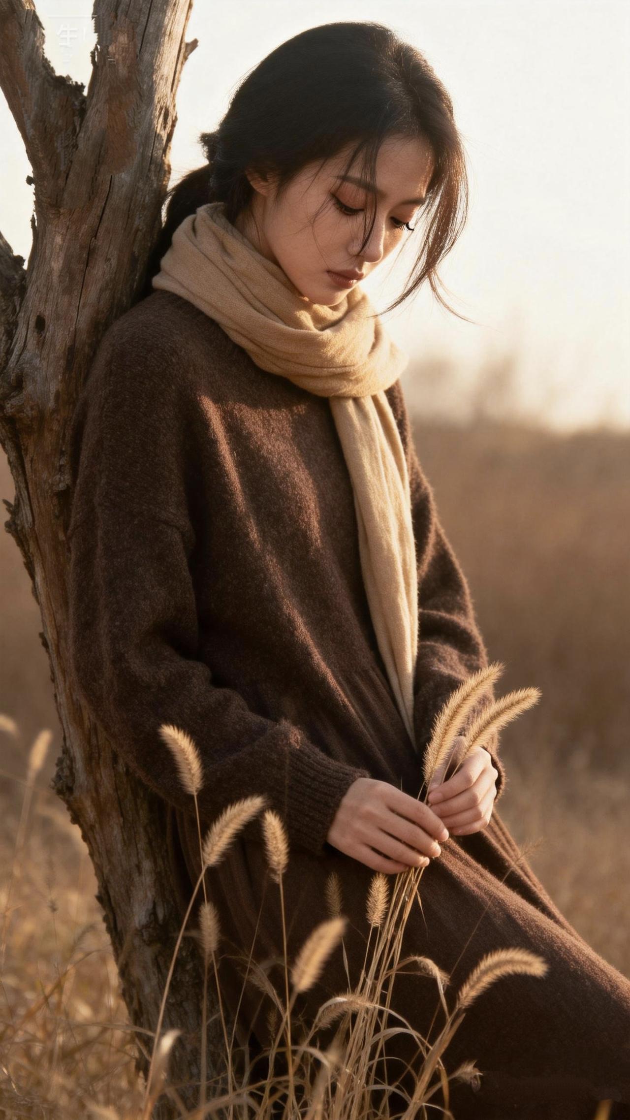 《晚冬的私语》
 
将身体轻靠向枯树的纹理
像把心事 嵌进岁月的掌纹里
旧毛衣织