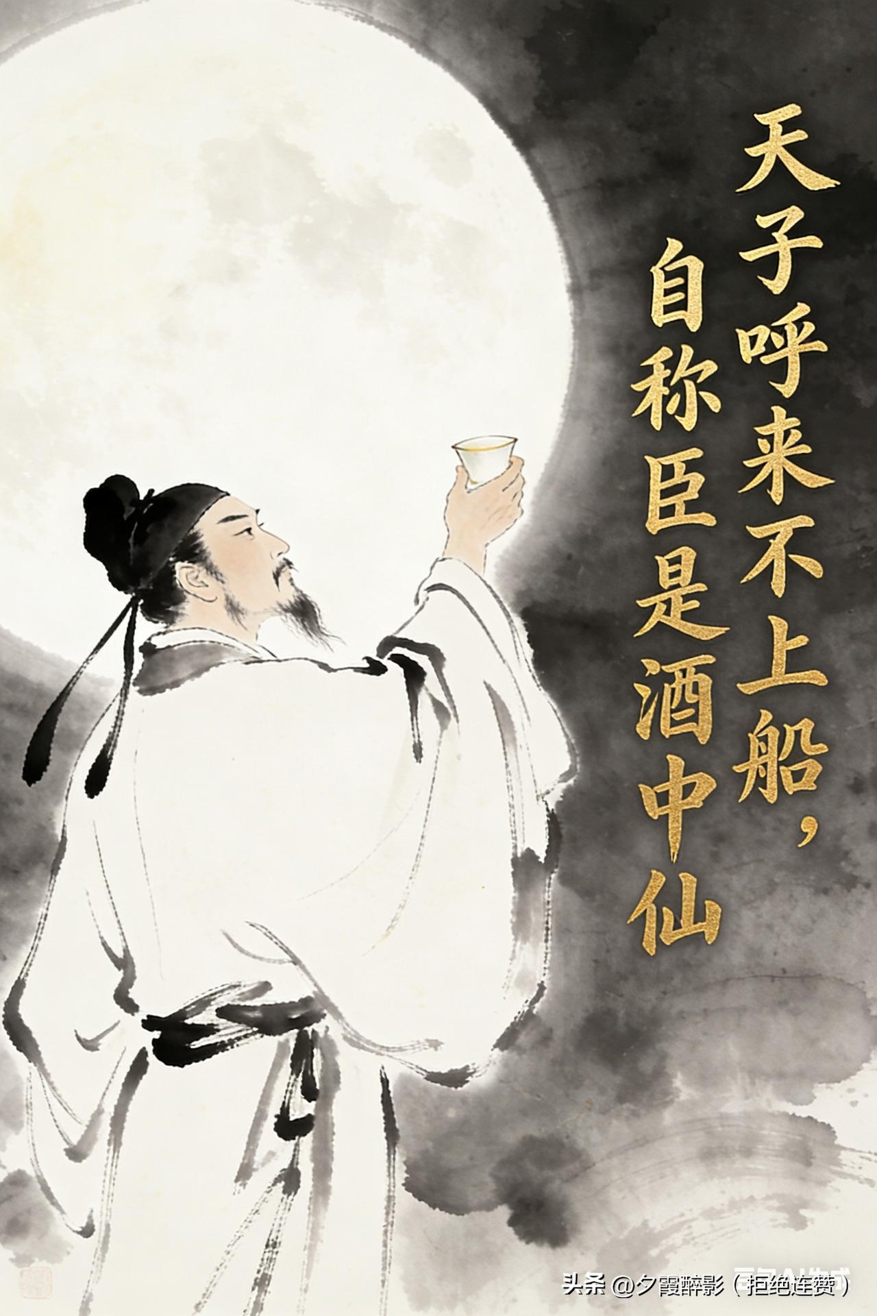 天子呼来不上船，自称臣是酒中仙。
 
这，便是李白。
 
他不是活在盛唐里的人，