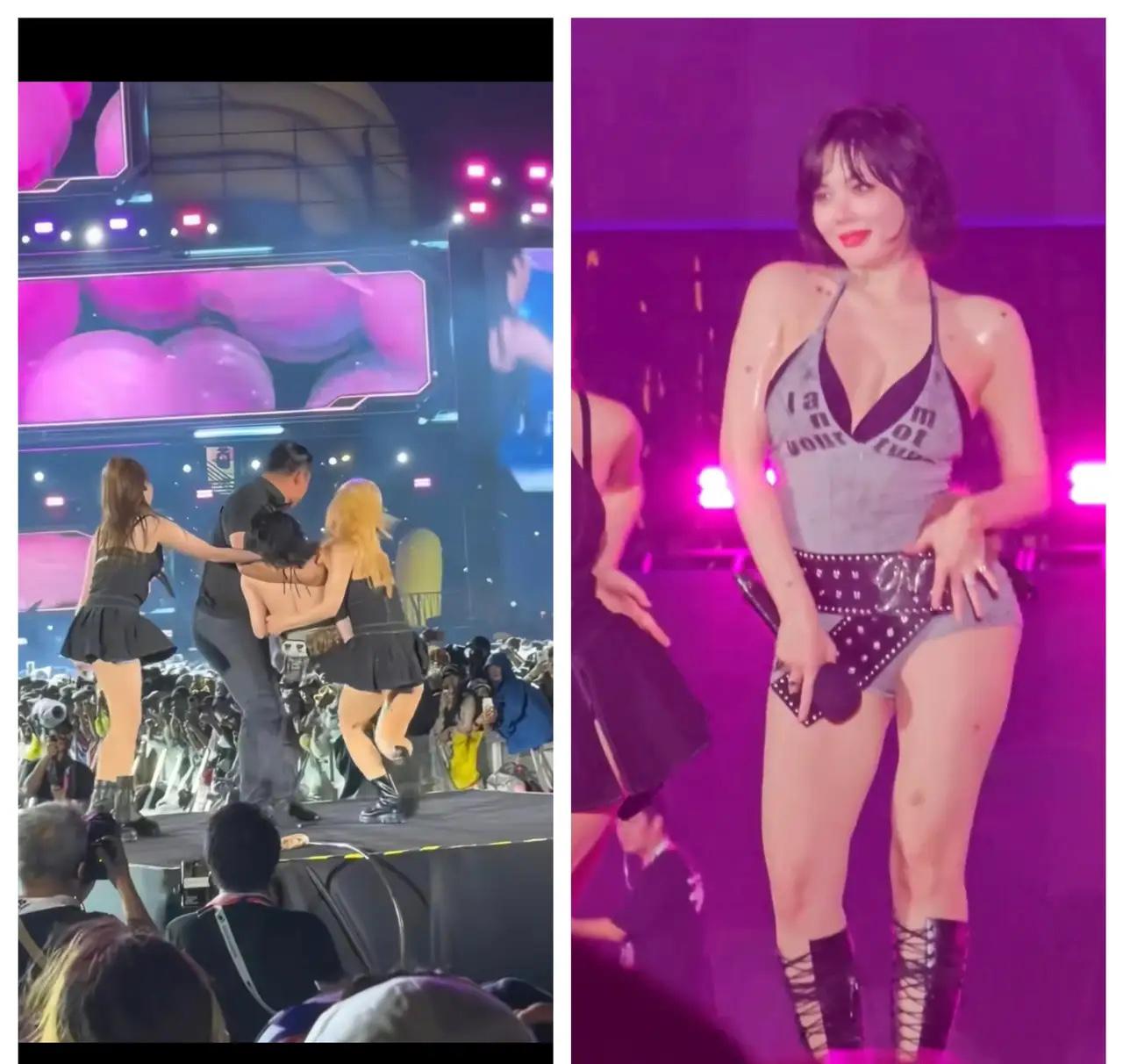 不出意外，
意外还是发生了，

澳门音乐节上33岁的泫雅，竟然在演唱最后一曲《B