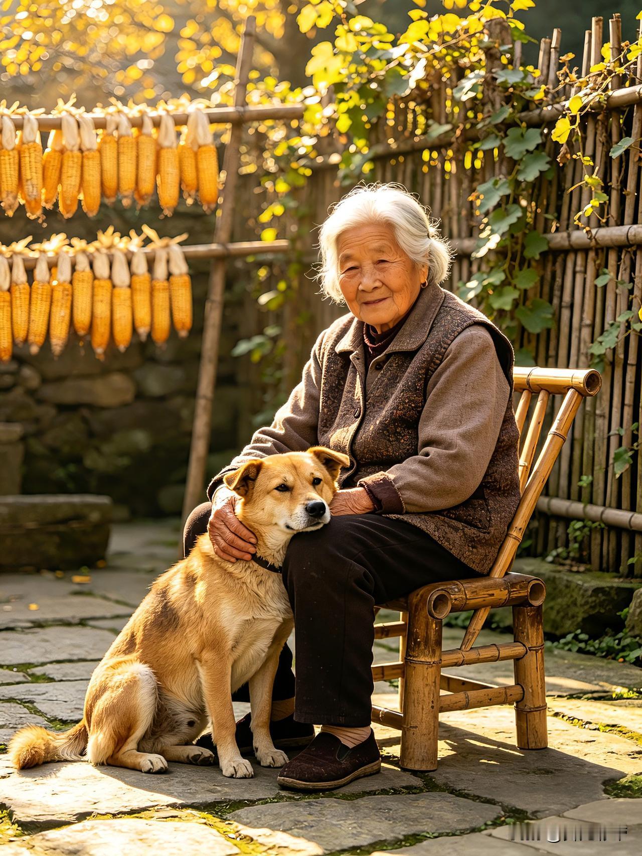 村里有只土狗，打小就守着独居的老奶奶过日子。平常奶奶出门赶集，它就安安稳稳蹲在村